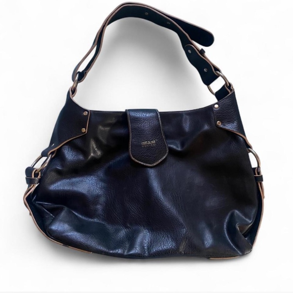 Oversized Slouchy Black Faux Leather Shoulder Bag